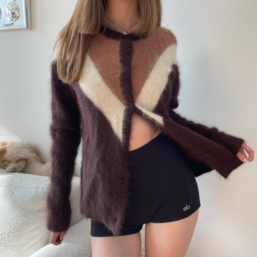 Striped Brown Fuzzy Cardigan
